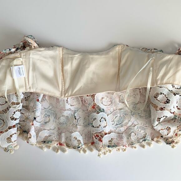 Tularosa Revolve Amelia Rainbow Lace Off The Shoulder Boho Crochet Crop Top XS - Picture 13 of 14